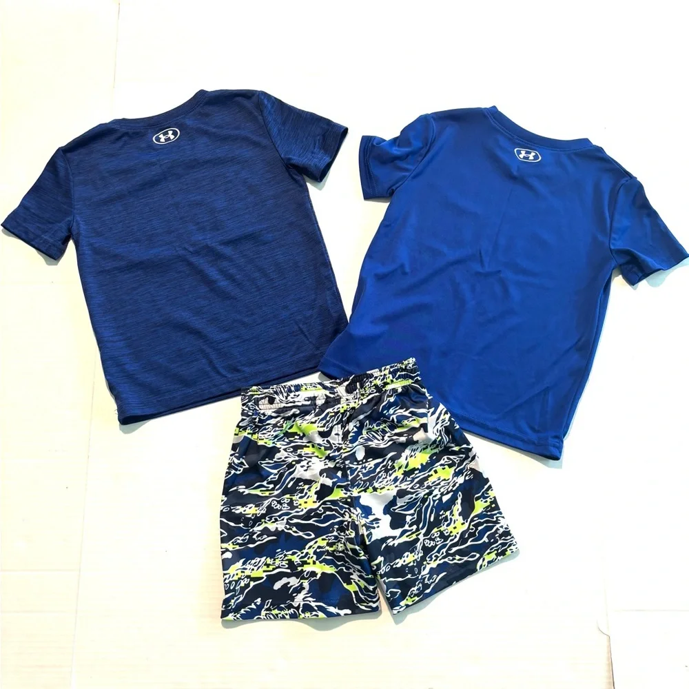 Under Armour Boys‎ Bundle 2 shirts Sz 4 and shorts Sz 3 Athletic Set LIKE NEW